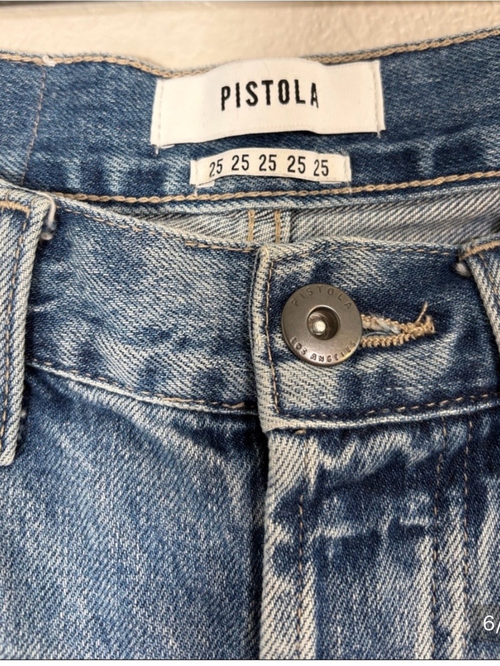 pistola Charlie Star Embroidered Light Blue Star Jeans Size 25 LIKE NEW - Picture 6 of 8